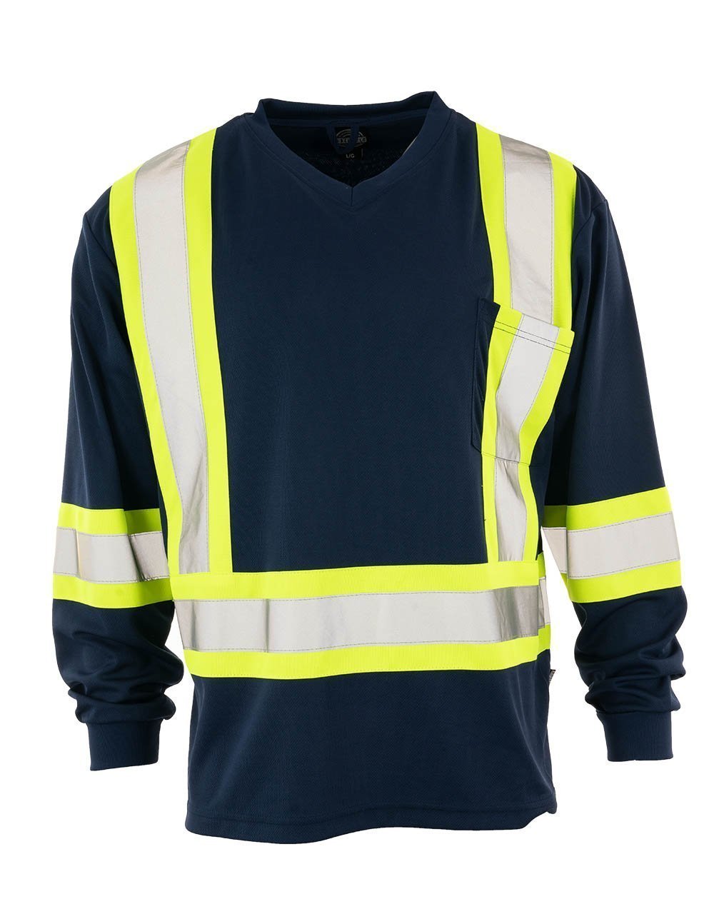 Forcefield Custom Printed Hi Vis V-Neck Long Sleeve Safety Tee - Image 7