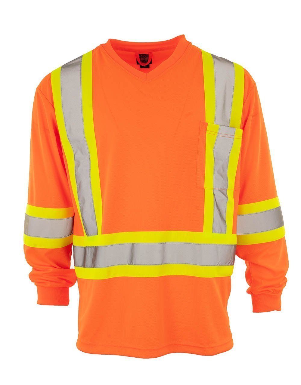 Forcefield Custom Printed Hi Vis V-Neck Long Sleeve Safety Tee