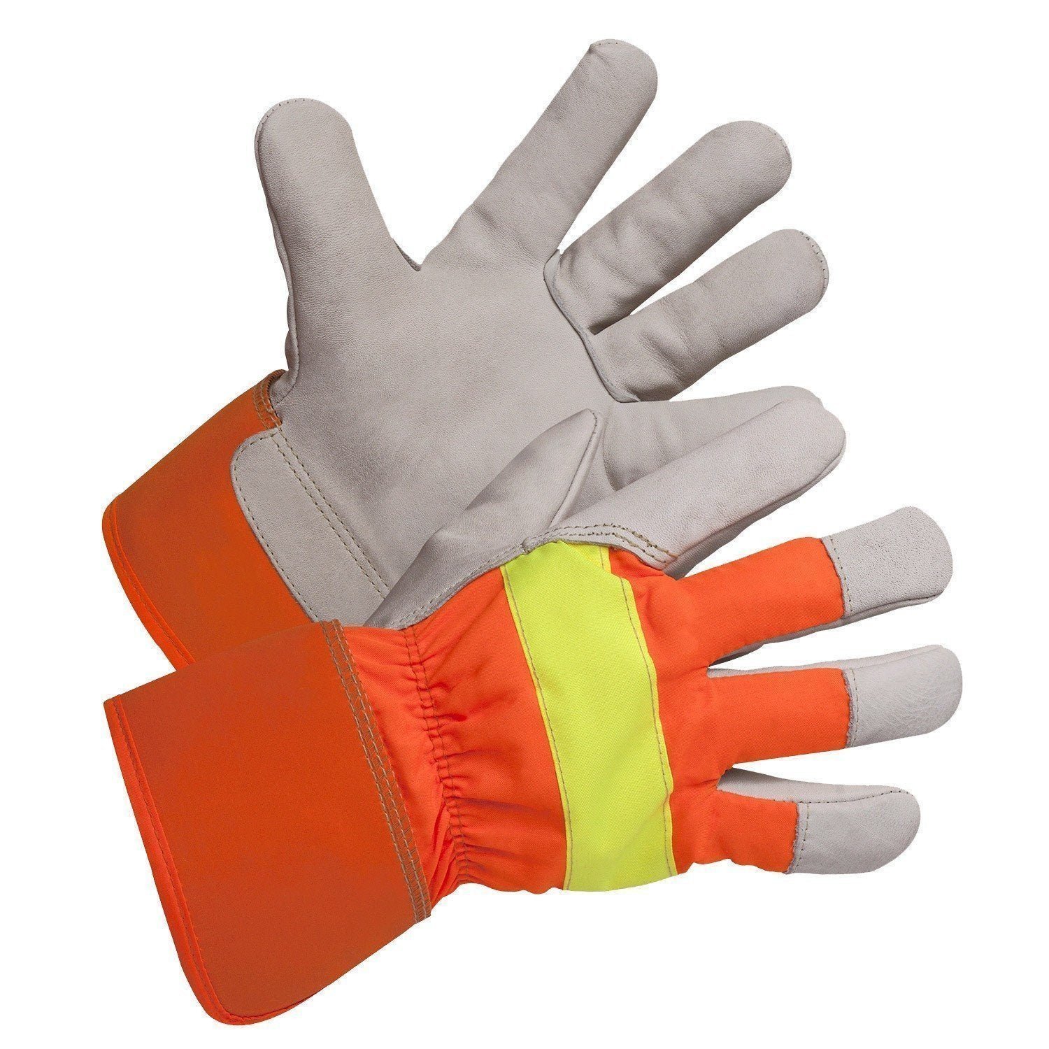 Forcefield Hi-Vis Grain Leather Winter Work Glove, Foam and Fleece Lined