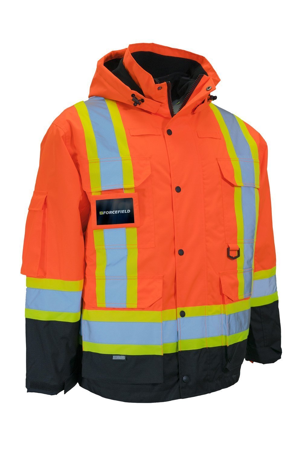 Forcefield Hi Vis Winter Safety Parka with Removable Down Insulated Nylon Puffer Jacket
