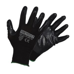 Forcefield Black Seamless Knit Nylon Nitrile Palm Coated Work Gloves