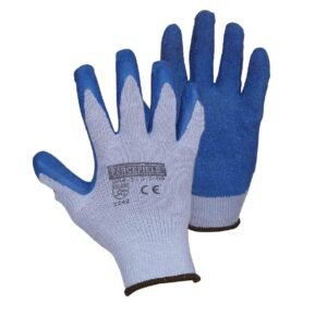 Forcefield String Knit Work Gloves Palm Coated with Blue Crinkle Latex
