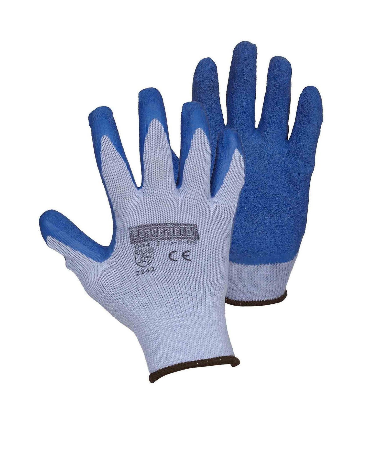 Forcefield String Knit Work Gloves Palm Coated with Blue Crinkle Latex